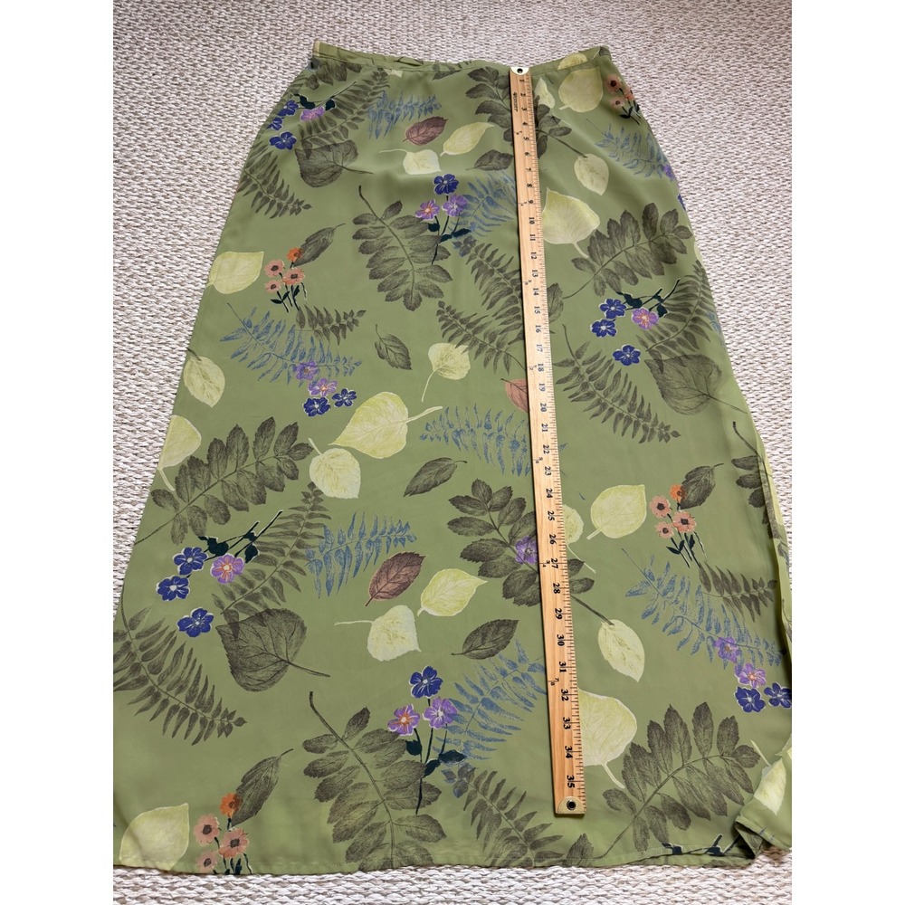 Sigrid Olsen Vintage Green Floral cottagecore Maxi Skirt Chiffon Lined Size 16 - Picture 4 of 6